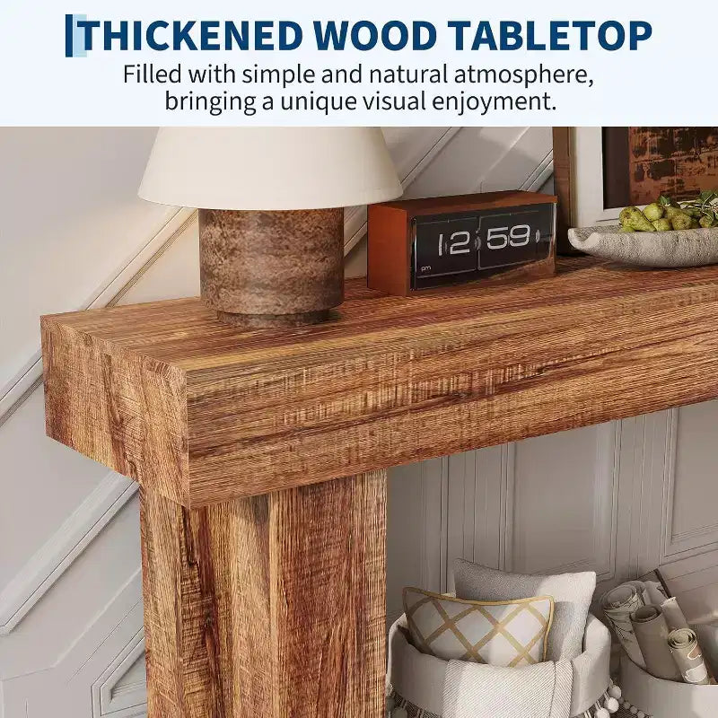 Table console rectangulaire en bois de ferme de 160 cm – Résistante à l'eau et aux rayures