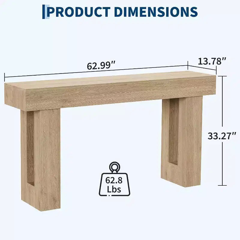 Table console rectangulaire en bois de ferme de 160 cm – Résistante à l'eau et aux rayures