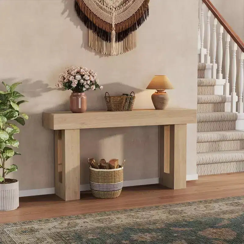 Table console rectangulaire en bois de ferme de 160 cm – Résistante à l'eau et aux rayures