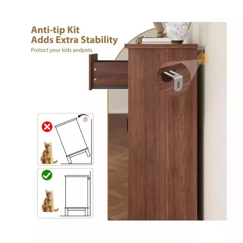 Commode de 116 cm avec 4 tiroirs et porte - Noyer, Meuble de rangement de chambre indépendant
