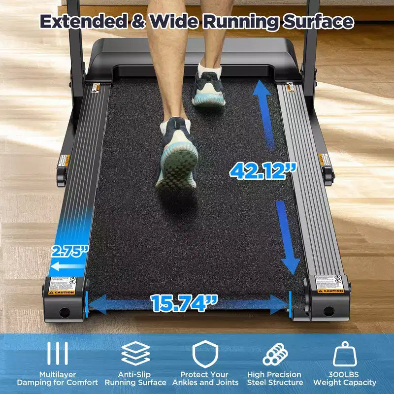 3HP Incline Treadmill,300lb Capacity,Folding Treadmill for Home,71 Workout Program,Bluetooth Dual Speaker&Smart APP Control,Walking Jogging Treadmill