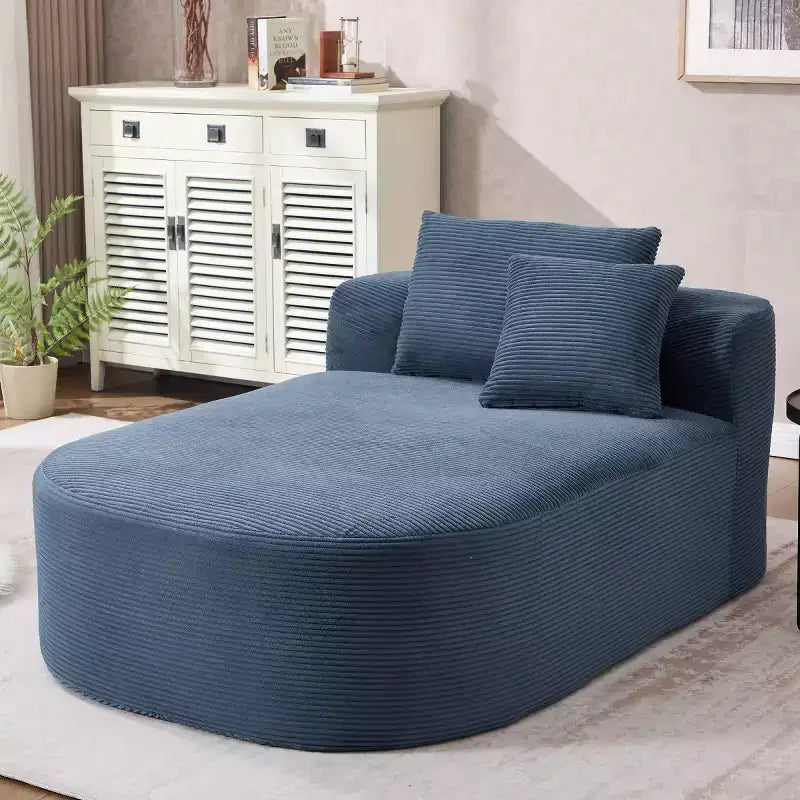 Oversized Corduroy Upholstered Chaise Lounge Chair with 46 Wide Seat, Comfy Sleeper Sofa with Pillows for Living Room or Bedroom-Panipeachy