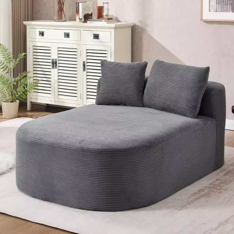 Oversized Corduroy Upholstered Chaise Lounge Chair with 46 Wide Seat, Comfy Sleeper Sofa with Pillows for Living Room or Bedroom-Panipeachy