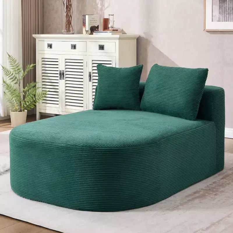 Oversized Corduroy Upholstered Chaise Lounge Chair with 46 Wide Seat, Comfy Sleeper Sofa with Pillows for Living Room or Bedroom-Panipeachy