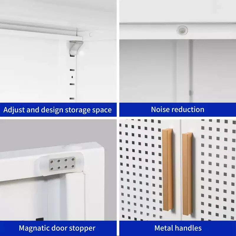 Armoire de rangement en métal de 31,5" - 2 portes et 2 étagères réglables, Armoire à dossiers en acier, Blanc
