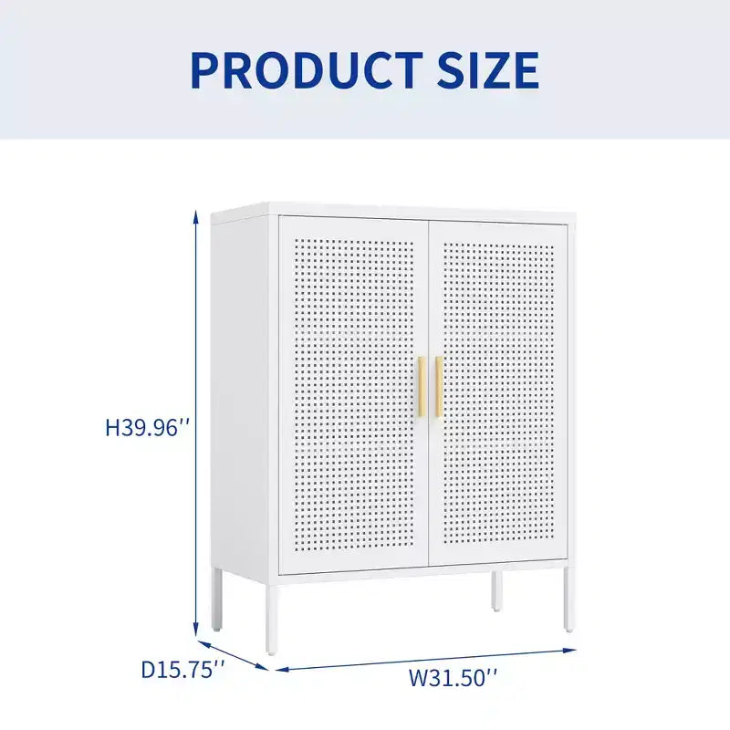 Armoire de rangement en métal de 31,5" - 2 portes et 2 étagères réglables, Armoire à dossiers en acier, Blanc