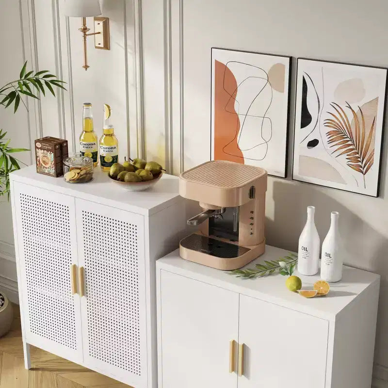 Armoire de rangement en métal de 31,5" - 2 portes et 2 étagères réglables, Armoire à dossiers en acier, Blanc