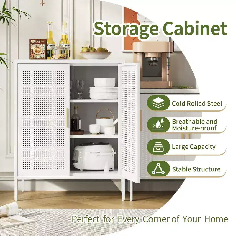 Armoire de rangement en métal de 31,5" - 2 portes et 2 étagères réglables, Armoire à dossiers en acier, Blanc