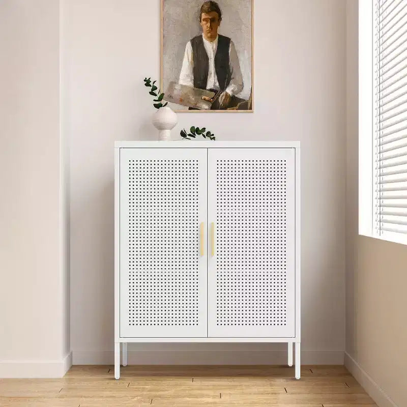 Armoire de rangement en métal de 31,5" - 2 portes et 2 étagères réglables, Armoire à dossiers en acier, Blanc