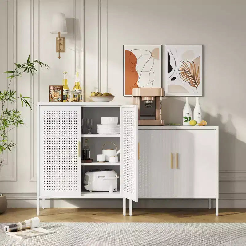 Armoire de rangement en métal de 31,5" - 2 portes et 2 étagères réglables, Armoire à dossiers en acier, Blanc
