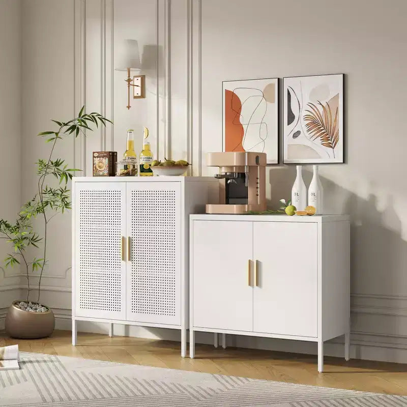 Armoire de rangement en métal de 31,5" - 2 portes et 2 étagères réglables, Armoire à dossiers en acier, Blanc