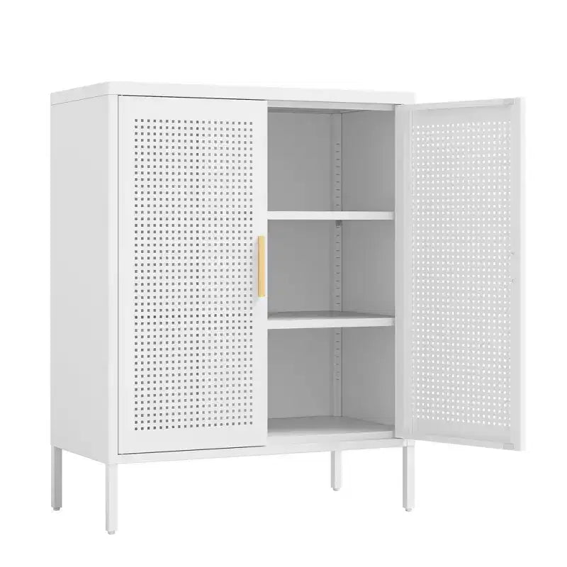Armoire de rangement en métal de 31,5" - 2 portes et 2 étagères réglables, Armoire à dossiers en acier, Blanc