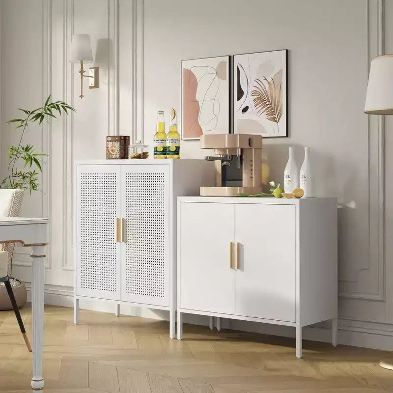 Armoire de rangement en métal de 31,5" - 2 portes et 2 étagères réglables, Armoire à dossiers en acier, Blanc