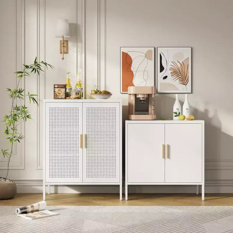 Armoire de rangement en métal de 31,5" - 2 portes et 2 étagères réglables, Armoire à dossiers en acier, Blanc