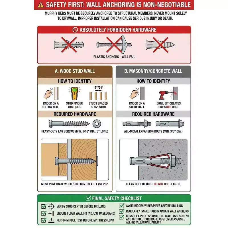 Lit escamotable grand lit/queen size – Lit mural peu encombrant avec bureau et étagère, marron foncé