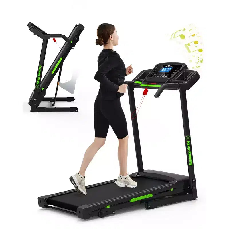 Whisen Electric Foldable Treadmill, 3.5HP Workout Running Machine Walking with 12 Preset Programs, Incline, Handrail Controls Speed