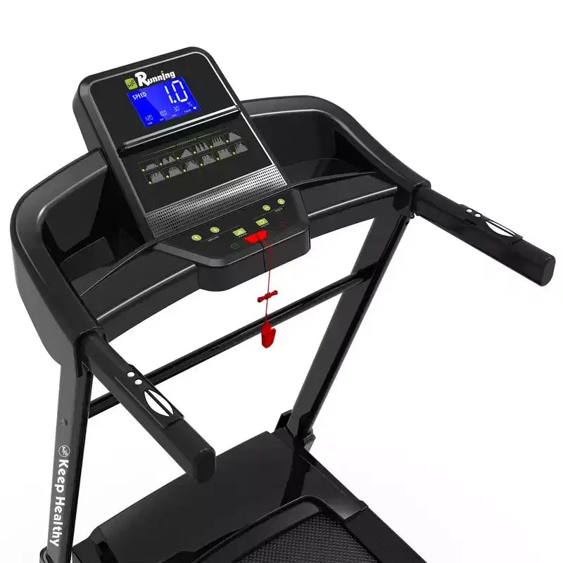 Tapis de course pliable Whisen, machine de course à pied avec 12 programmes prédéfinis, inclinaison – Noir et rouge