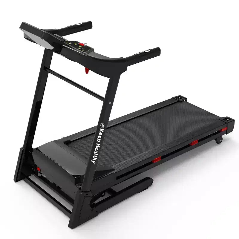 Tapis de course pliable Whisen, machine de course à pied avec 12 programmes prédéfinis, inclinaison – Noir et rouge