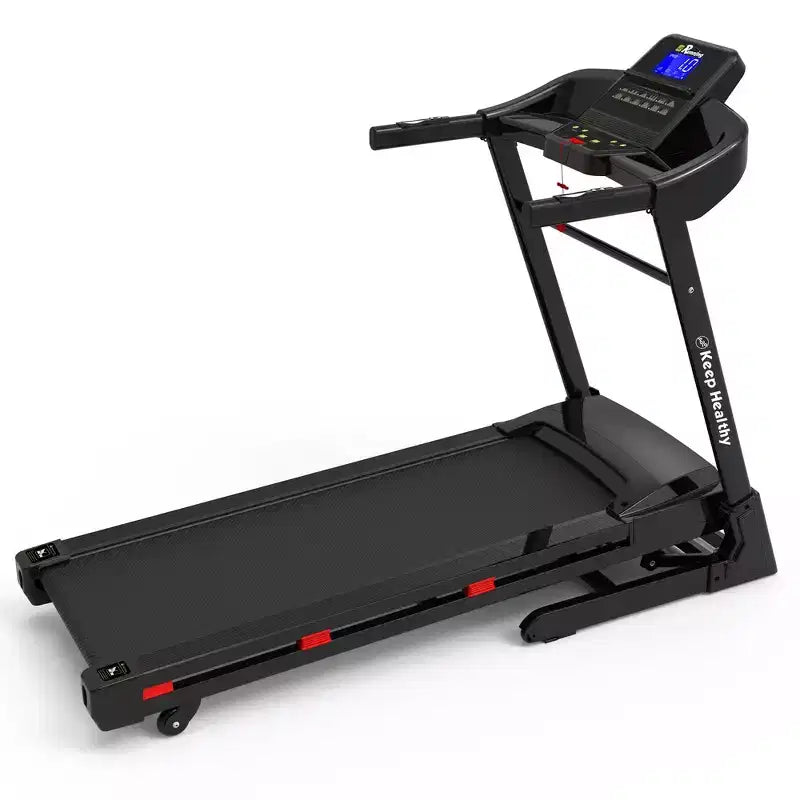 Tapis de course pliable Whisen, machine de course à pied avec 12 programmes prédéfinis, inclinaison – Noir et rouge
