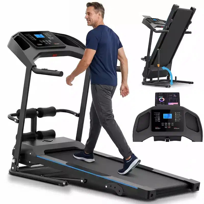 HOMDOX 2026 Upgrade 3.5HP Foldable Treadmill w/Sit Up Bench|Incline/350lbs Capacity|Smart LCD-Display Body Fat/Heart Rate MultiFUN_ Exercise Equipment