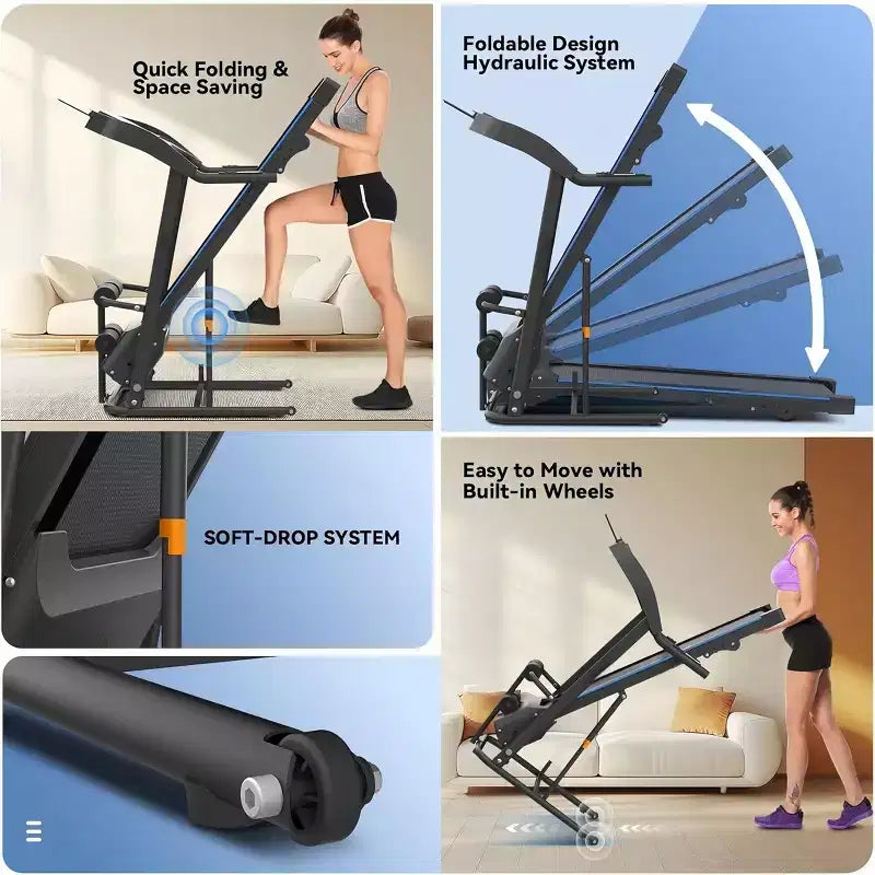 HOMDOX 2026 Upgrade 3.5HP Foldable Treadmill w/Sit Up Bench|Incline/350lbs Capacity|Smart LCD-Display Body Fat/Heart Rate MultiFUN_ Exercise Equipment