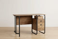 TUYOHW 47 Computer Desk,Modern Industrial Office Desk with 2 Storage Drawer and 1 Open Shelf,Metal Frame,Writing Desk for Home Office,Study,Brown