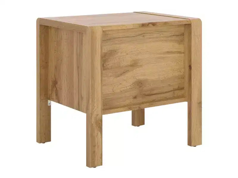 Table de chevet 2 tiroirs - Chêne/Laiton, MDF, 50x50x40 cm
