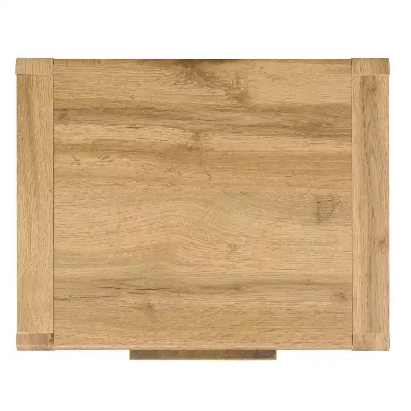 Table de chevet 2 tiroirs - Chêne/Laiton, MDF, 50x50x40 cm
