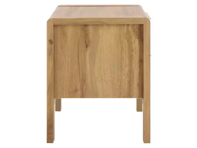 Table de chevet 2 tiroirs - Chêne/Laiton, MDF, 50x50x40 cm