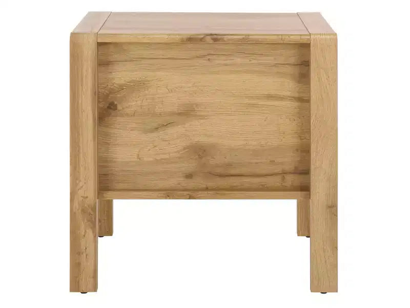 Table de chevet 2 tiroirs - Chêne/Laiton, MDF, 50x50x40 cm
