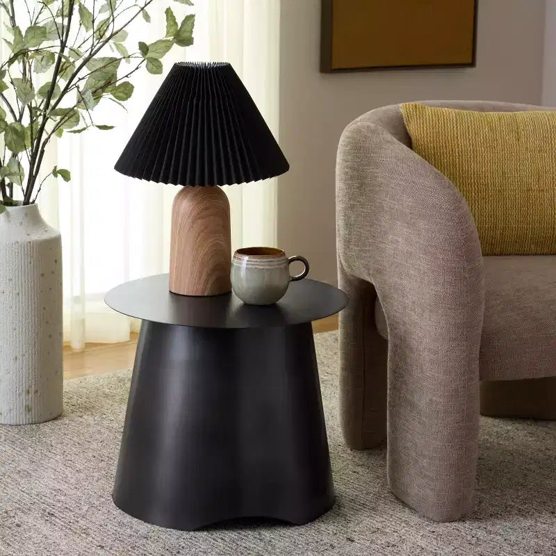 Table d'appoint ronde en fer noir laqué – 45,7 cm, capacité 29,5 kg, sans montage