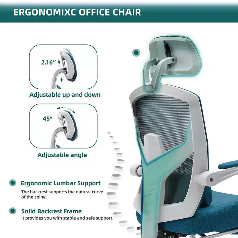 Chaise de bureau ergonomique TUYOHW avec repose-pieds rétractable, chaise de jeu avec coussin de soutien lombaire et accoudoirs rembourrés, chaise pivotante pour le bureau