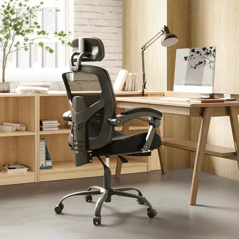 Chaise de bureau ergonomique TUYOHW avec repose-pieds rétractable, chaise de jeu avec coussin de soutien lombaire et accoudoirs rembourrés, chaise pivotante pour le bureau