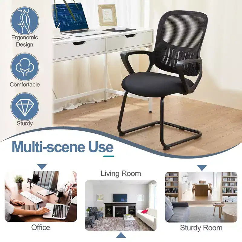 TUYOHW Ergonomic Office Desk Chair with Padding Seats, Gaming Chair with Armrest and Lumbar Support, Computer Chairs for Reading Room, Black