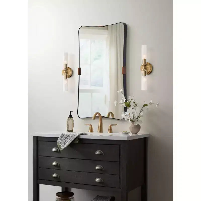 Miroir mural noir et laiton 24x38