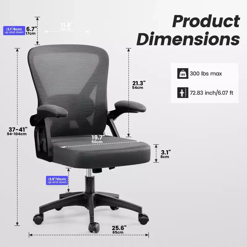 Chaise de bureau ergonomique en maille - Soutien lombaire réglable, accoudoirs, 150 kg, inclinaison 90-120°, noire