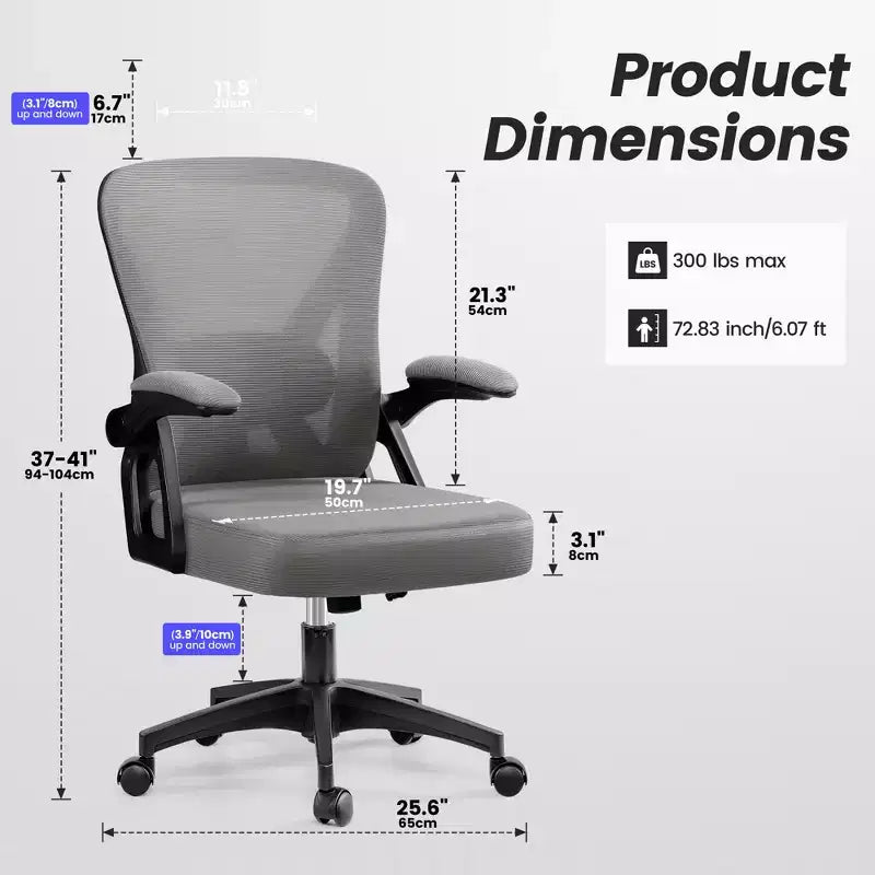 Chaise de bureau ergonomique en maille - Soutien lombaire réglable, accoudoirs, 150 kg, inclinaison 90-120°, noire