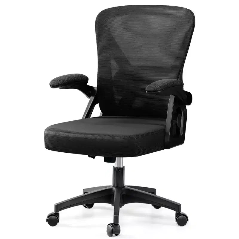 Chaise de bureau ergonomique en maille - Soutien lombaire réglable, accoudoirs, 150 kg, inclinaison 90-120°, noire
