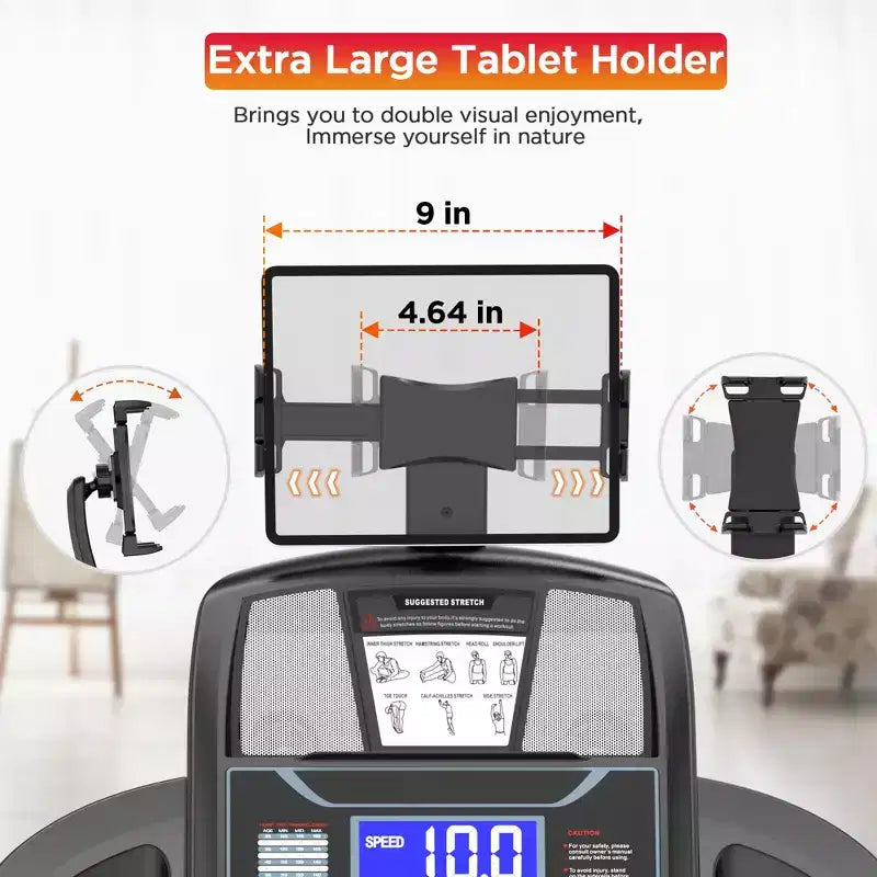 Tapis de course 4,5 CV en liquidation, machine de jogging avec contrôle par application et haut-parleur Bluetooth