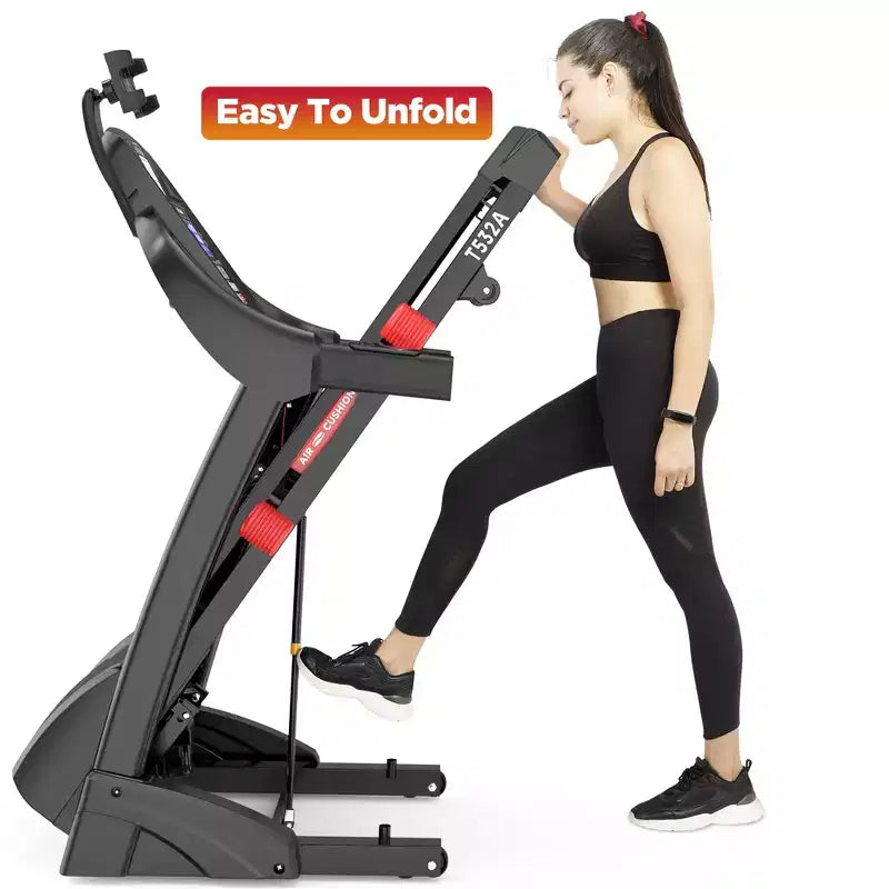 Tapis de course 4,5 CV en liquidation, machine de jogging avec contrôle par application et haut-parleur Bluetooth