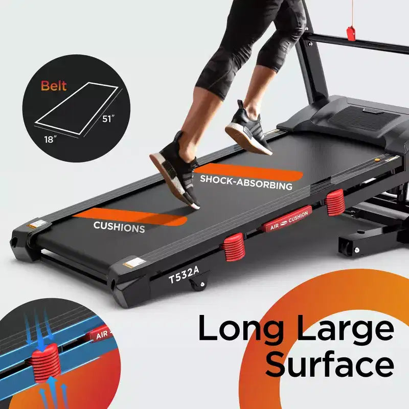 Tapis de course 4,5 CV en liquidation, machine de jogging avec contrôle par application et haut-parleur Bluetooth
