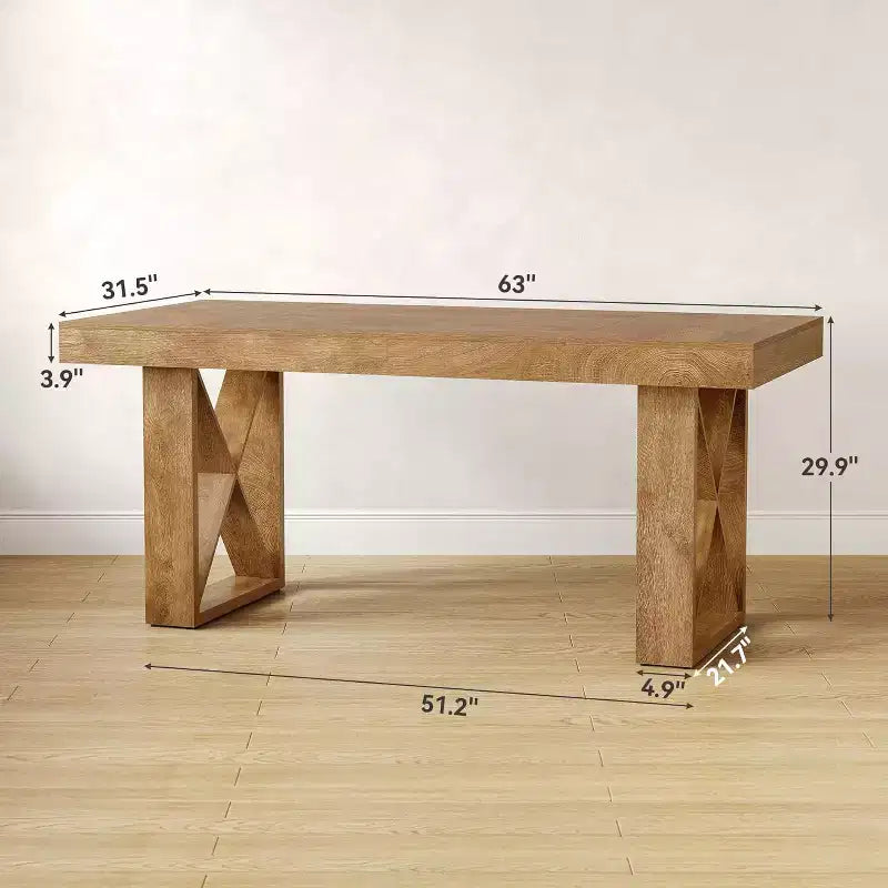 Bureau informatique de 63 pouces - Poste de travail pour l'étude, le jeu et l'écriture, pour la maison ou le bureau, marron