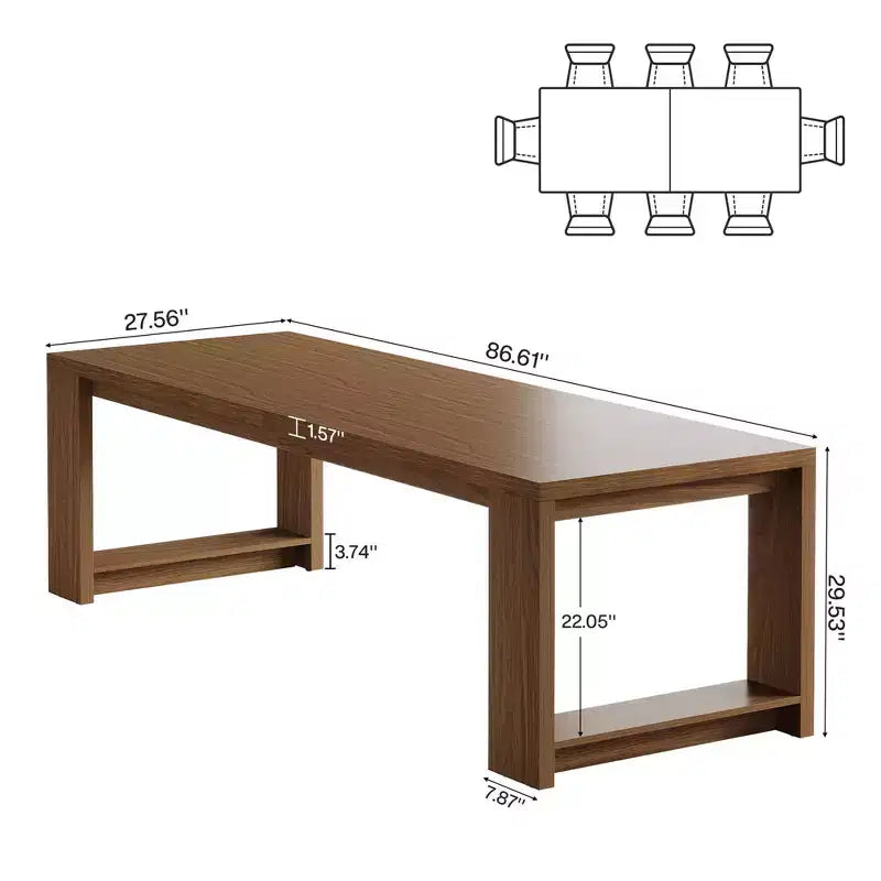 Bureau d'ordinateur 86 pouces pour deux personnes - Longue table de bureau et de conférence pour double poste de travail