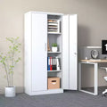 Armoire de rangement de garage en métal de 71 po - Armoire en acier blanc verrouillable avec 3 étagères réglables, anti-basculement