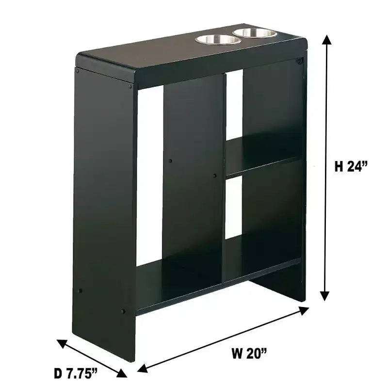 Table d'appoint/de chevet avec porte-gobelets, étagères de rangement et porte-revues - Organisateur de salon