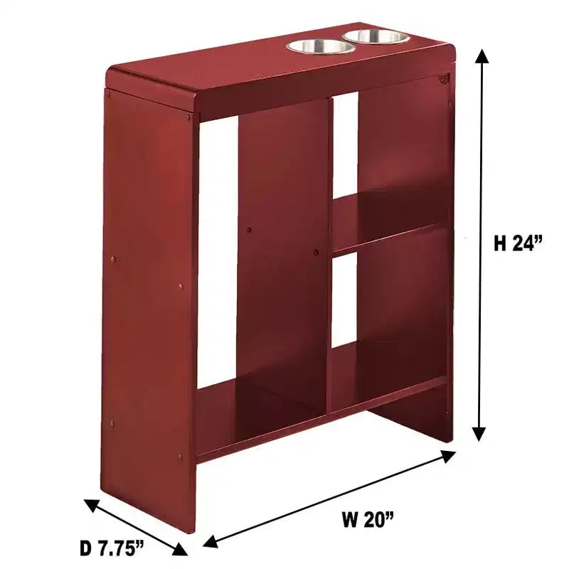 Table d'appoint/de chevet avec porte-gobelets, étagères de rangement et porte-revues - Organisateur de salon