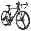 NAYSAYE Road Bike Racing Bicycle 700C with 21 Speeds Carbon Steel Frame and Disc Brakes for Urban Commuting, Black, 53.74*8.27*29.13