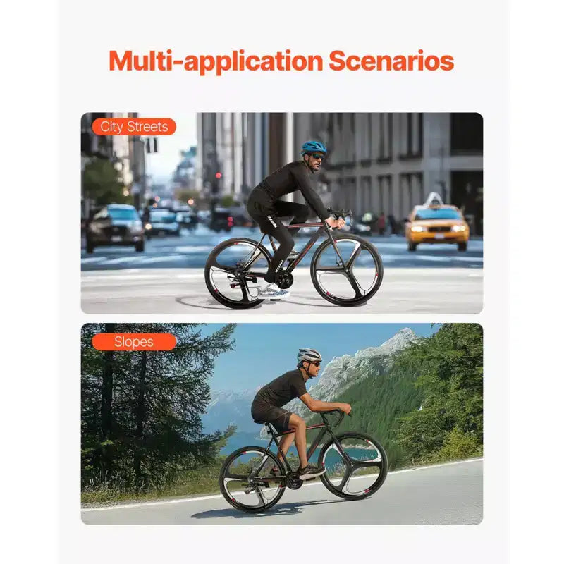 Vélo de course NAYSAYE 700C avec 21 vitesses, cadre en acier au carbone et freins à disque pour les déplacements urbains, Noir, 53.74*8.27*29.13
