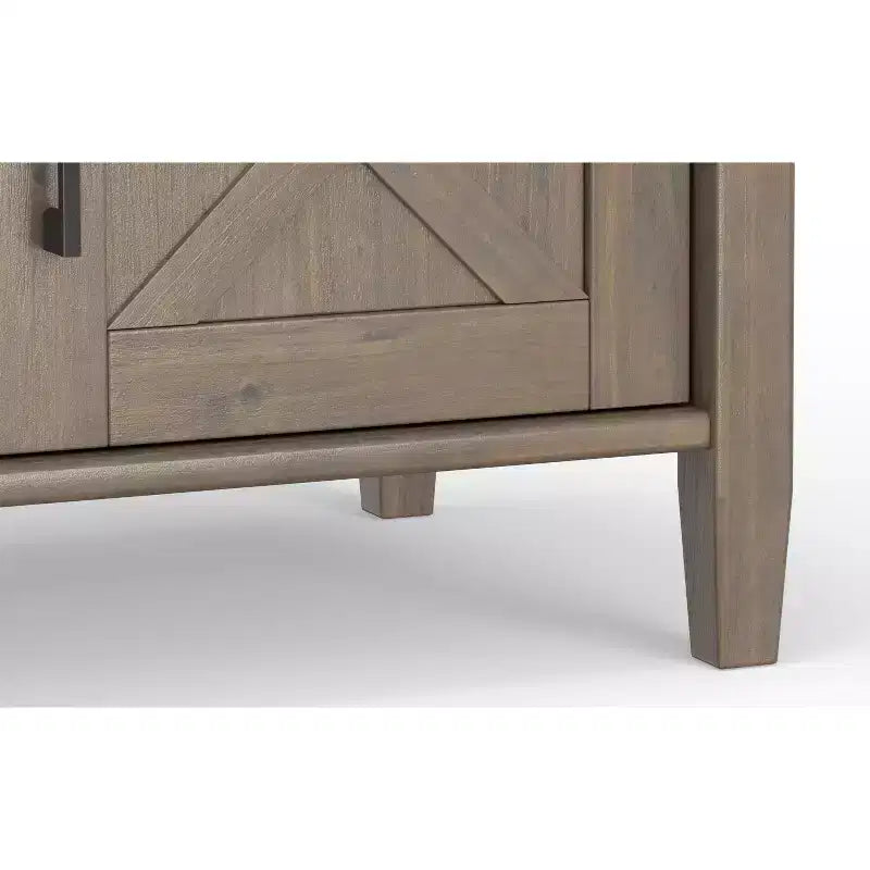 Banc de rangement transitionnel en bois massif de 112 cm de large, couleur brun fumé