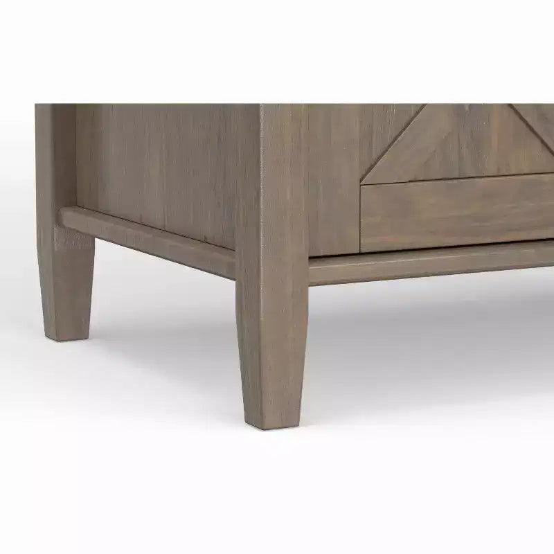 Banc de rangement transitionnel en bois massif de 112 cm de large, couleur brun fumé